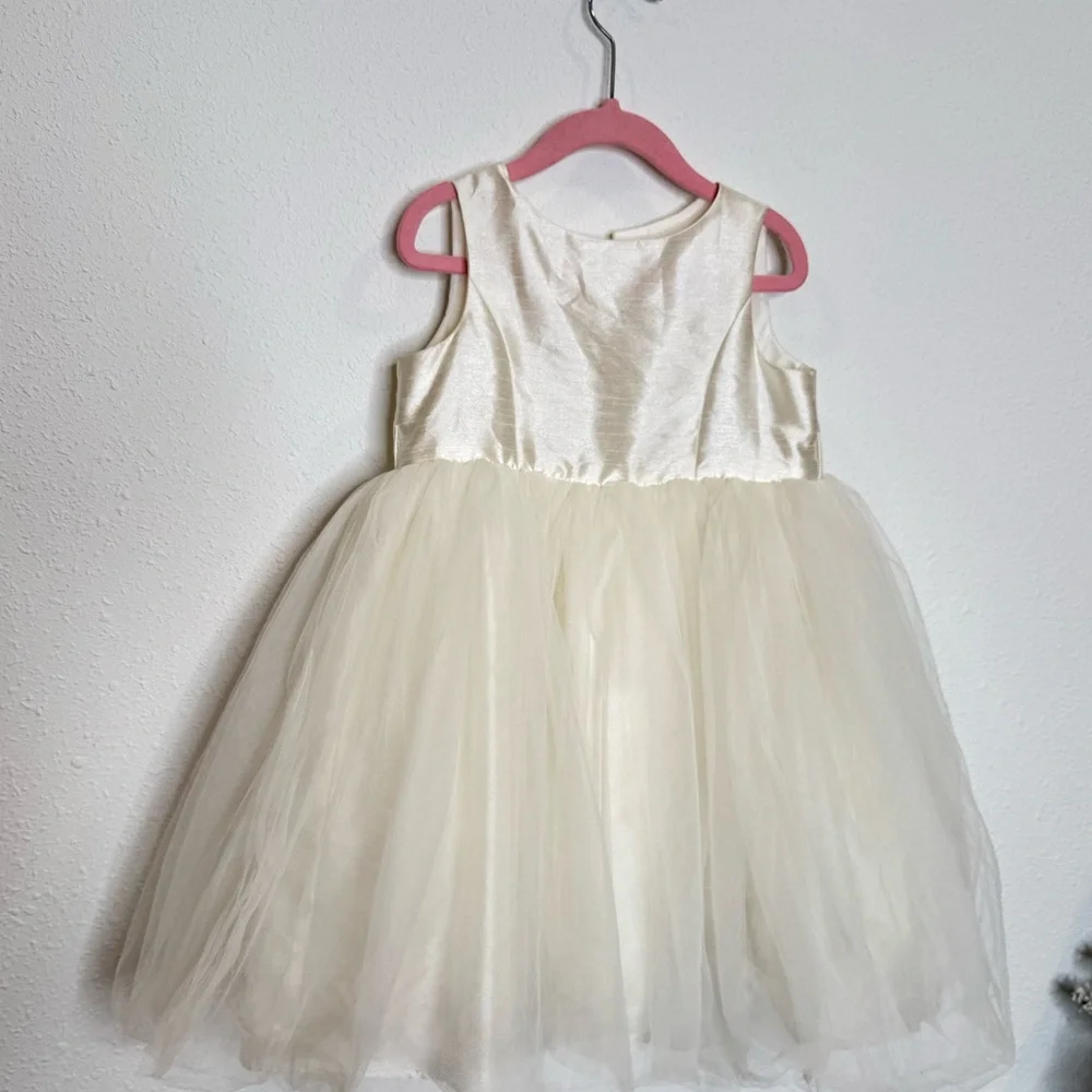 DAVID'S BRIDAL Flower Girl Dress with Tulle and Ribbon Waist
